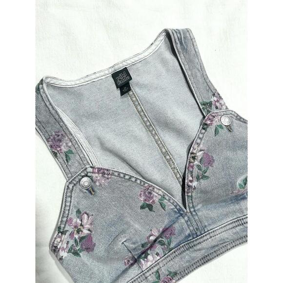 Wild Fable Printed Floral Denim Sleeveless Crop Top Size XS - Picture 4 of 7